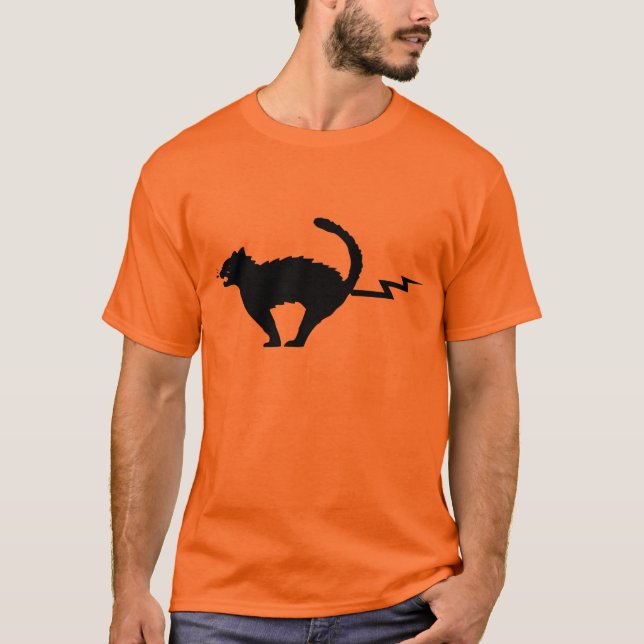 T-shirt do relâmpago do gato (Frente)
