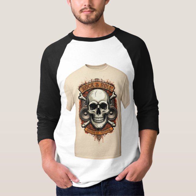 t-shirt do rock and roll festival que apresenta um (Frente)