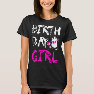 T-shirt do rosa do pinguim da menina do