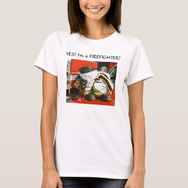 T-shirt do sapador-bombeiro da mulher (Frente)