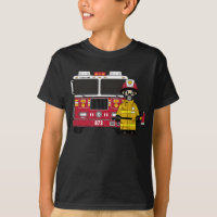 T-shirt do sapador-bombeiro e da viatura de