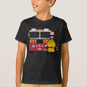 T-shirt do sapador-bombeiro e da viatura de