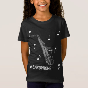 T-shirt do saxofone das notas musicais