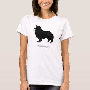 T-shirt do Sheepdog de Shetland (silhueta preta)
