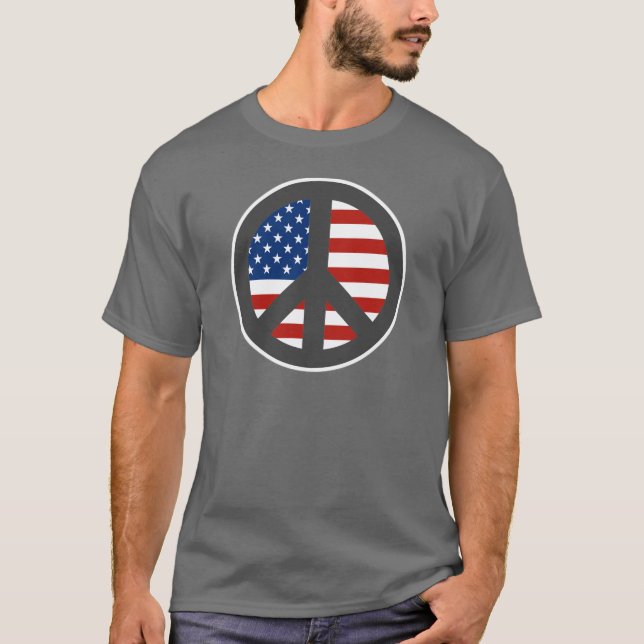 T-shirt do sinal de paz da bandeira americana (Frente)