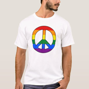 T-shirt do sinal de paz da bandeira de LGBT