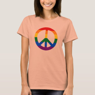 T-shirt do sinal de paz da bandeira de LGBT