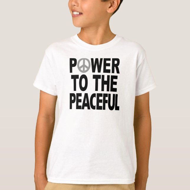 T-shirt do sinal de paz - "poder ao calmo " (Frente)