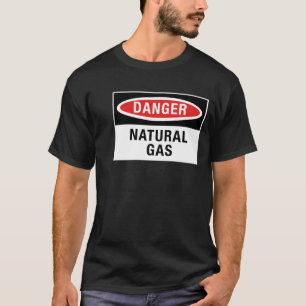 T-shirt do sinal do gás natural do perigo