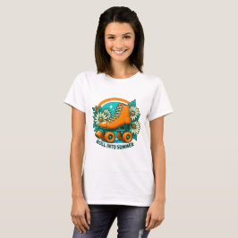 T-shirt do Skate do cilindro retrô "Roll In Summer
