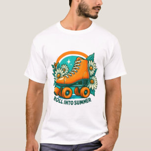 T-shirt do Skate do cilindro retrô "Roll In Summer