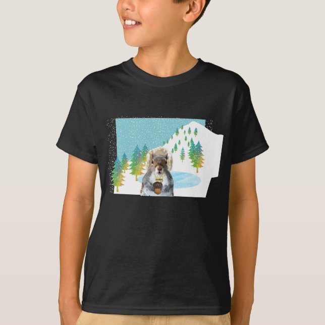 T-shirt do Snowboarder do esquilo (Frente)