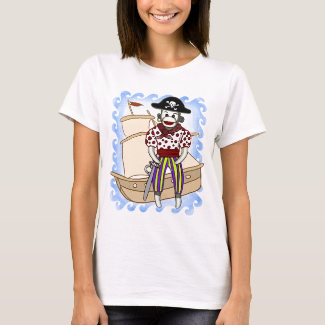 t-shirt do Sock Monkey Pirate (Frente)