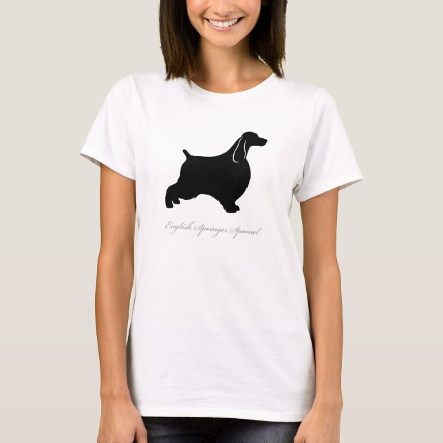 T-shirt do Spaniel de Springer inglês (preto) (Frente)