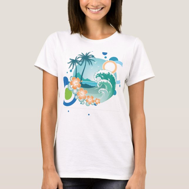 T-shirt do surf da ilha (Frente)