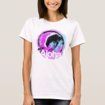 T-shirt do surf da onda das mulheres "Aloha"