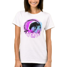 T-shirt do surf da onda das mulheres "Aloha"