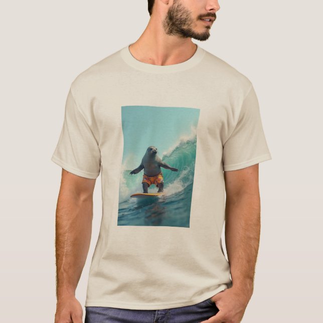 t-shirt do surfista de foca (Frente)