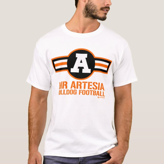 T-shirt Do "t-shirt do futebol do buldogue de Artesia ar" (Frente)