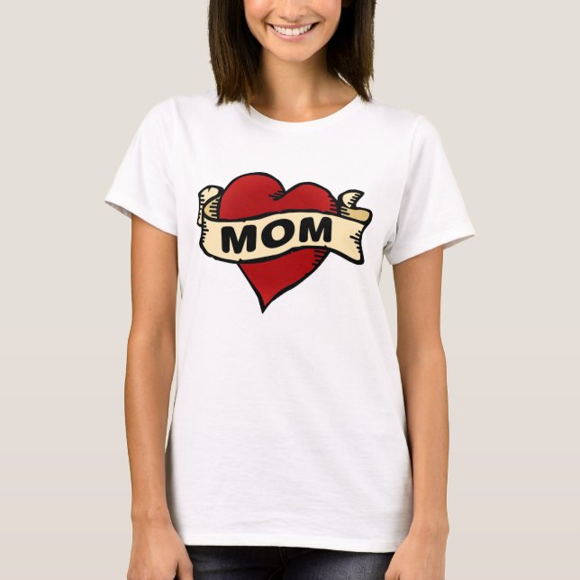T-shirt do tatuagem do coração da mamã (Frente)