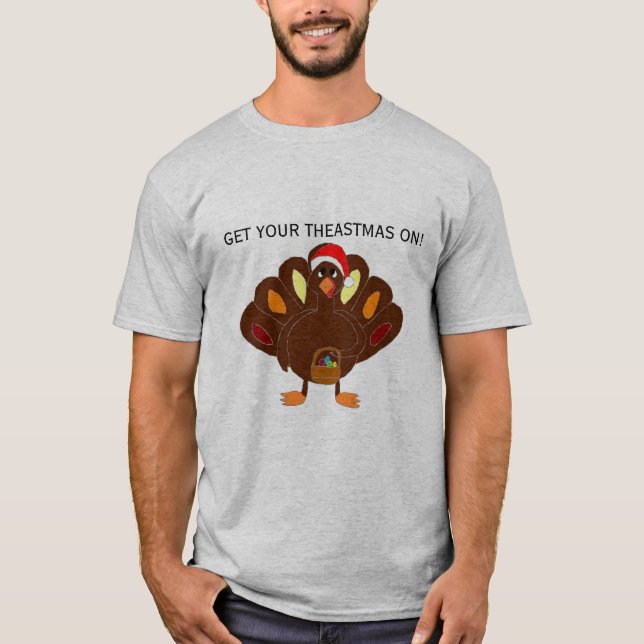 T-shirt do Theastmas dos homens, cinzento (Frente)