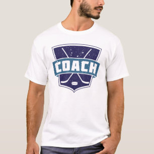T-shirt do treinador de hóquei em gelo, com nome