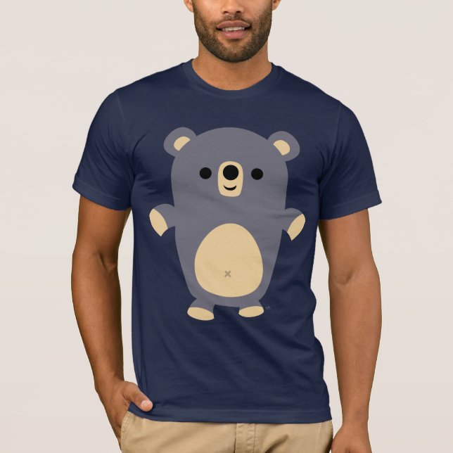 T-shirt do Urso de Cartoons Azul Grande (Frente)