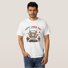T-shirt do urso de pelúcia feliz no dia do trabalh