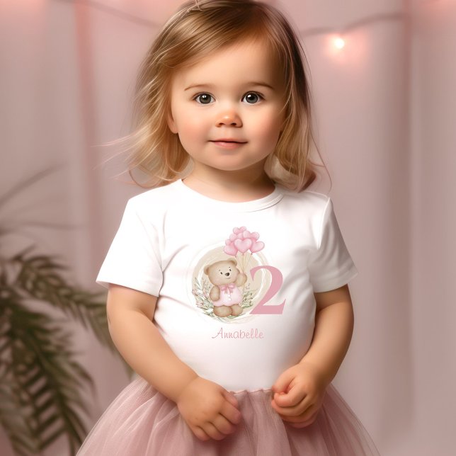 T-shirt do Urso do Urso do segundo aniversário Cut (2nd Birthday Cute Teddy Bear Toddler T-shirt)