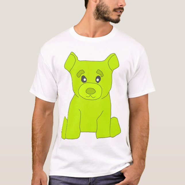 T-shirt do urso do verde de Fluo (Frente)