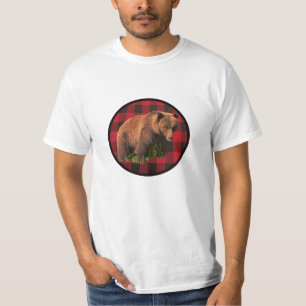 T-Shirt do Urso Grelha da Xadrez de Buffalo