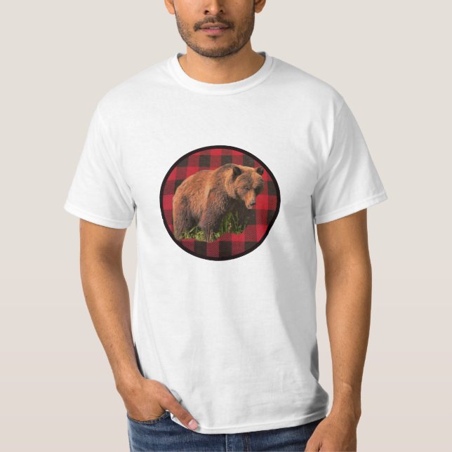 T-Shirt do Urso Grelha da Xadrez de Buffalo (Frente)