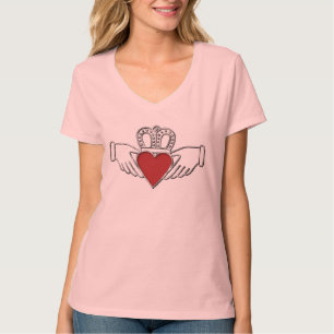 T-shirt do V-Pescoço de Claddagh da amizade do