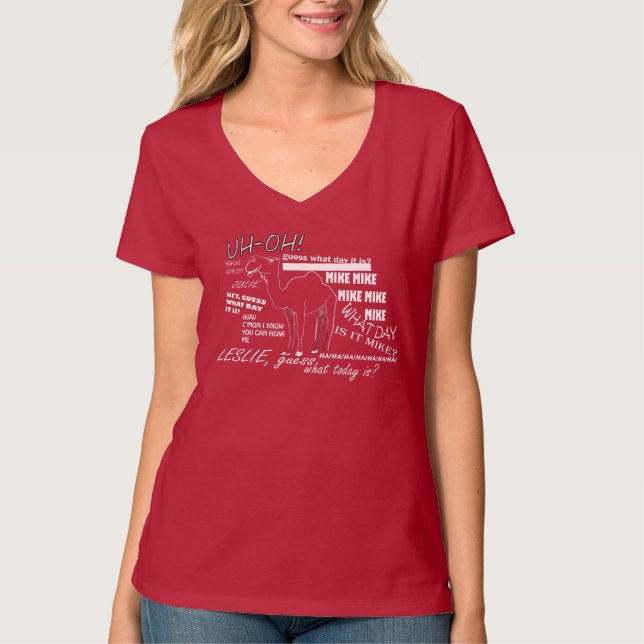 T-shirt do V-Pescoço do dia de corcunda das (Frente)