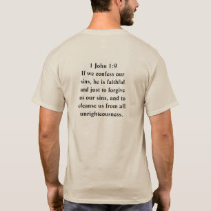 T-Shirt do Ventilador Perdoado Jesus 1 John 1:9