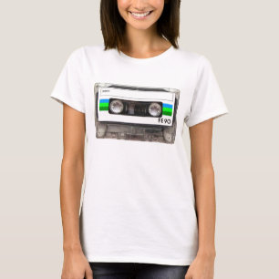 T-shirt do verde da cassete de banda magnética