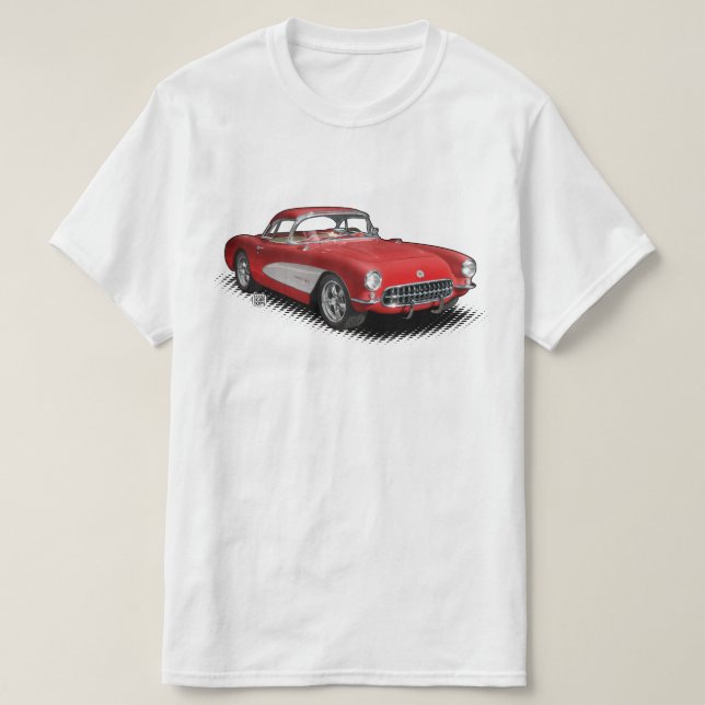 T-shirt do vermelho 56-57 StingVetteRay (Frente do Design)