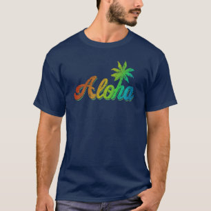 T-shirt do vintage Aloha - arco-íris clássico