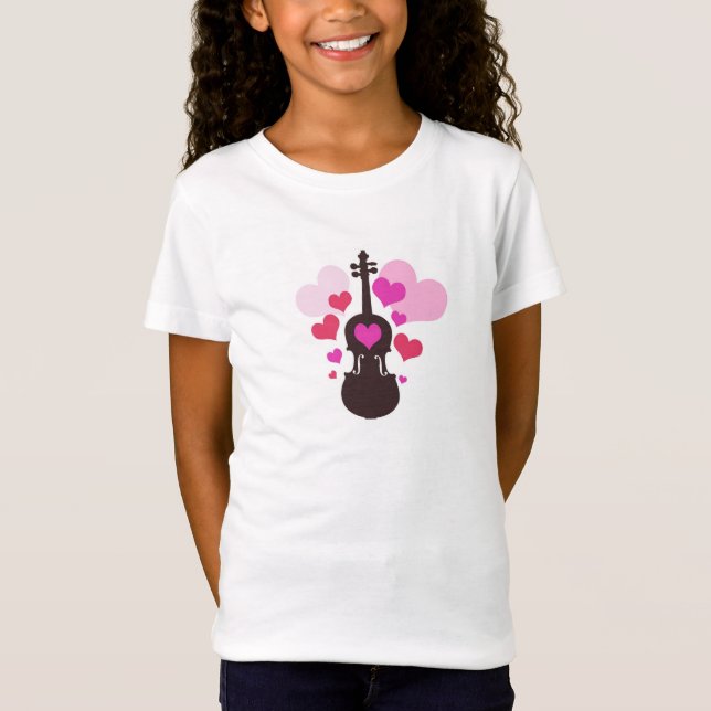 T-shirt do violino da menina (Frente)