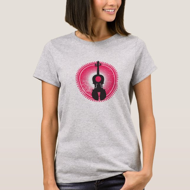 T-shirt do violino das mulheres (Frente)