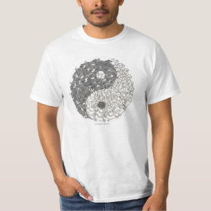 T-shirt do zen de Yin Yang dos cães e gato