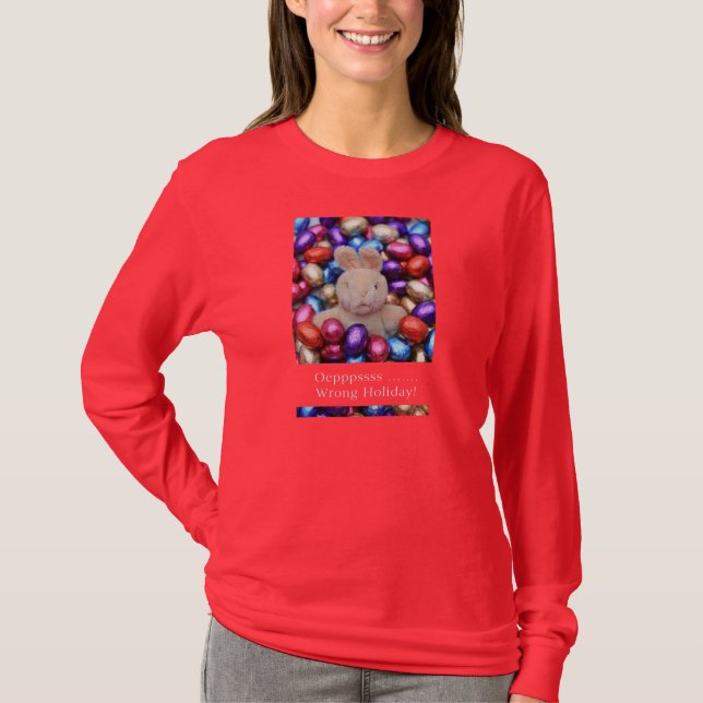 T-shirt Doador Bunny Wrong Holiday Ugly X-mas (Frente)