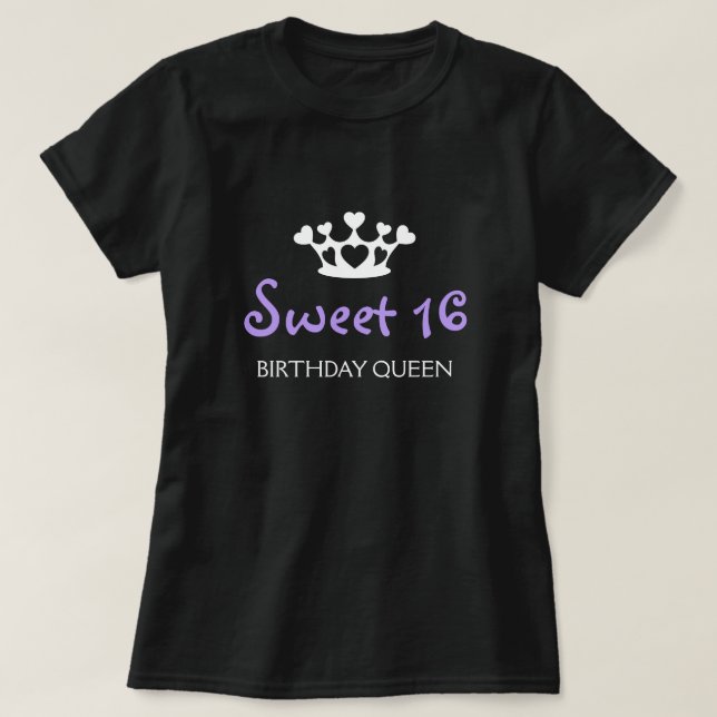 T-shirt Doce rainha de dezesseis aniversários - roxo (Frente do Design)