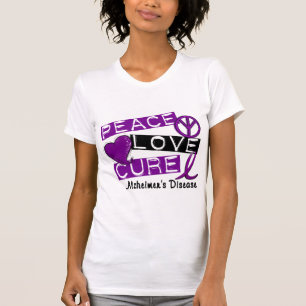 T-SHIRT DOENÇA DE ALZHEIMER DA CURA DO AMOR DA PAZ