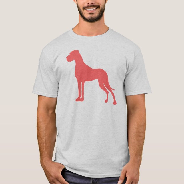 T-shirt Dogue Alemão coral (Frente)