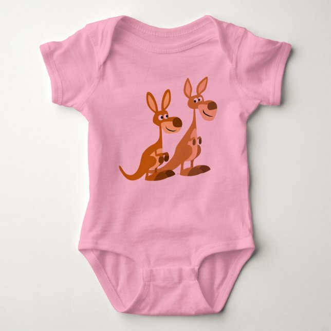 T-shirt Dois Bons Cartoons Kangaroos Bebê (Frente)