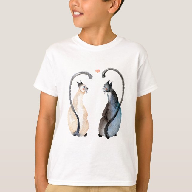 T-shirt Dois gatos apaixonados (Frente)