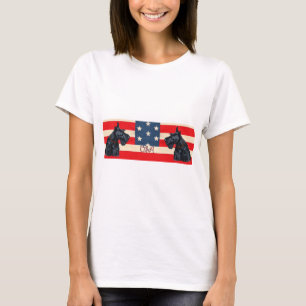 T-shirt Dois Scottish Terriers Patrióticos