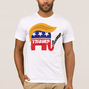 T-shirt Donald Trump Para Presidente GOP Elefante Cabelo