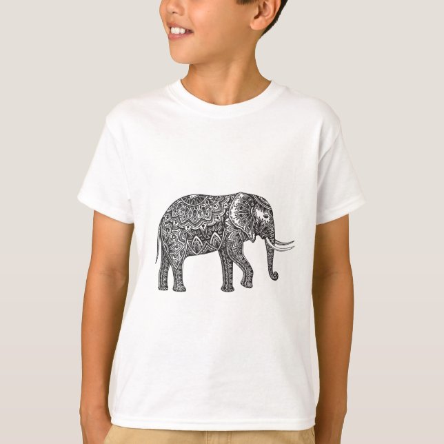 T-shirt Doodle do elefante da fantasia (Frente)